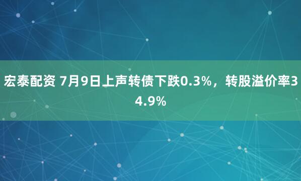 宏泰配资 7月9日上声转债下跌0.3%，转股溢价率34.9%